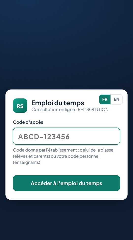 Page de connexion avec le code de la classe